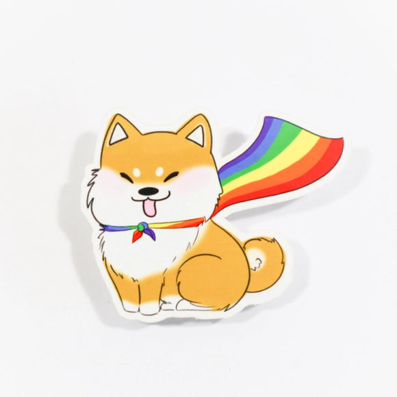 Pride Shiba Inu Sticker - Rainbow Cape | Enoki Shop